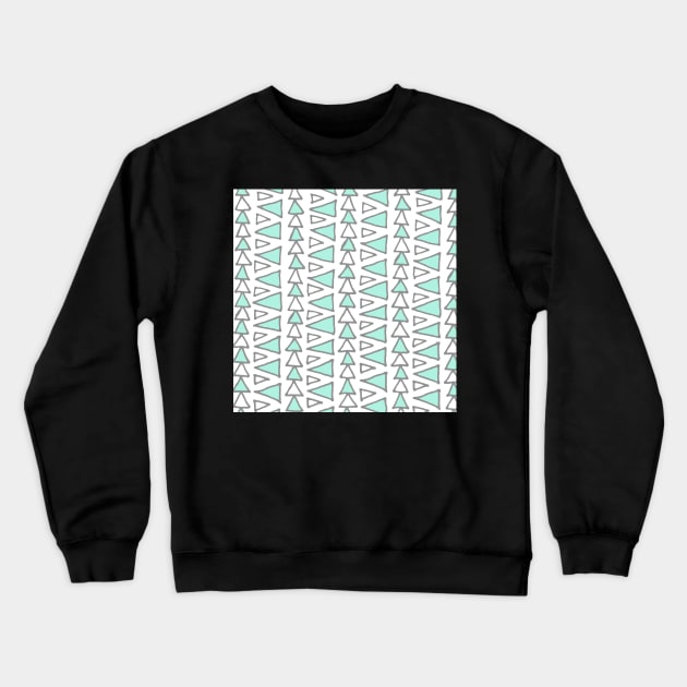 Light Turquoise Dark Grey White Triangles Pattern Crewneck Sweatshirt by dreamingmind